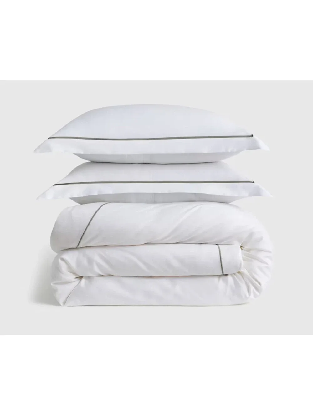 Quince Giza Cotton Sateen Embroidered Duvet Cover Set King White Sage